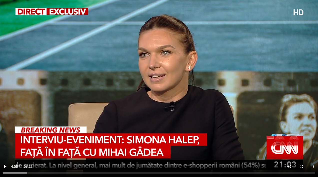 Simona Halep, invitată la Sinteza Zilei, cu Mihai Gâdea